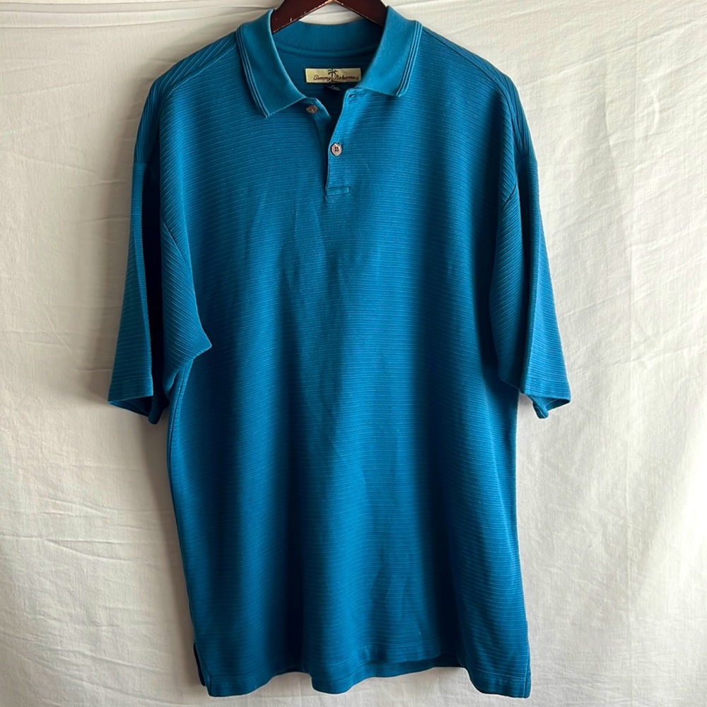 Tommy Bahama: Blue stripe Polo: Medium: big and tall